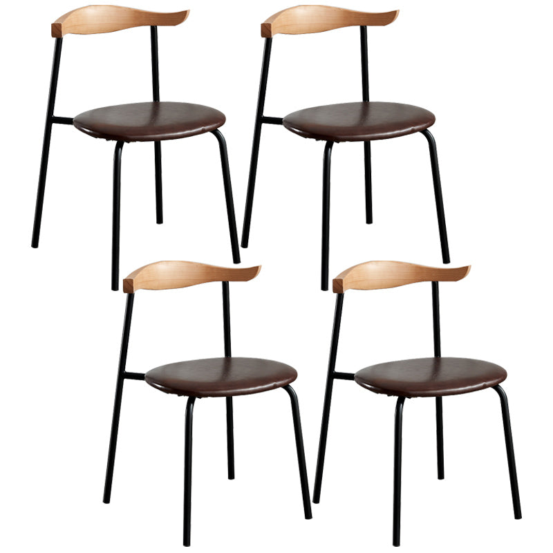 Contemporary Metal Dining Room Chairs Armless Open Back Dining Side Chair for Home Use Red Brown 4 Piece Set Clearhalo ' kitchen&dining_furn' 'Dining Chairs' 'Dining Tables & Seating' 'dining_chair' 'furn' 'furn_dining_chair' 'Furniture' 'furniture_dining_chair' 'Kitchen & Dining Furniture' 'kitchen' 3740882