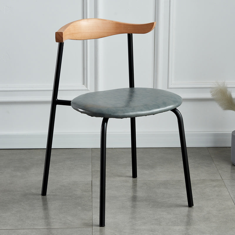 Contemporary Metal Dining Room Chairs Armless Open Back Dining Side Chair for Home Use Dark Gray 1 Piece Clearhalo ' kitchen&dining_furn' 'Dining Chairs' 'Dining Tables & Seating' 'dining_chair' 'furn' 'furn_dining_chair' 'Furniture' 'furniture_dining_chair' 'Kitchen & Dining Furniture' 'kitchen' 3740883