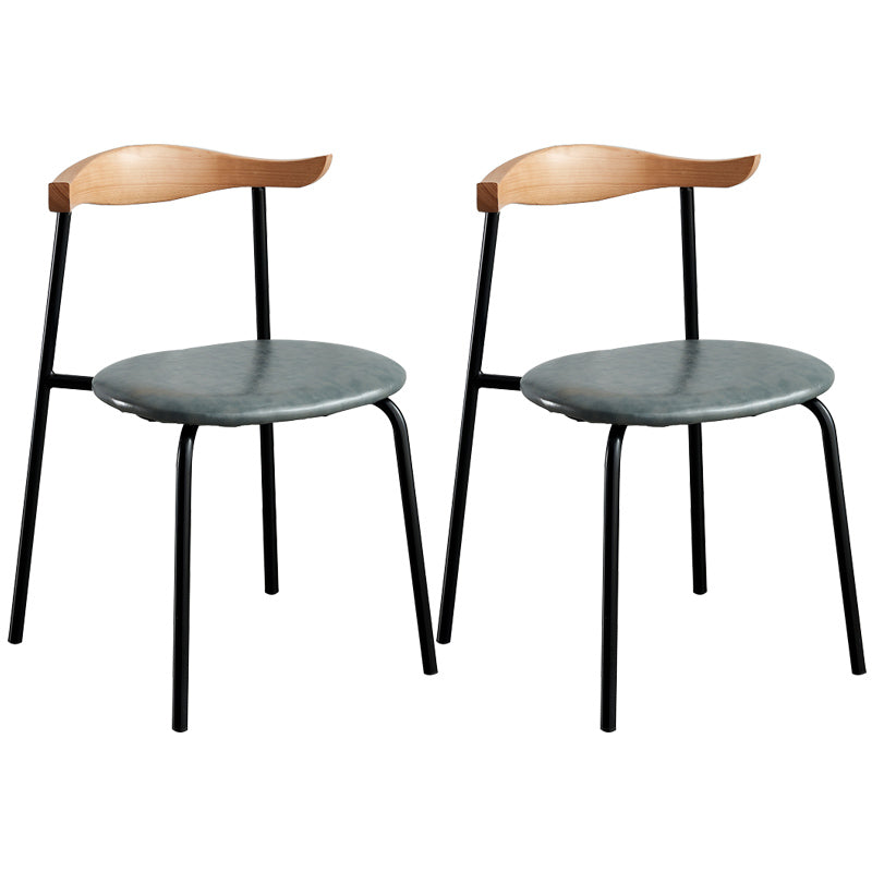 Contemporary Metal Dining Room Chairs Armless Open Back Dining Side Chair for Home Use Dark Gray 2 Piece Set Clearhalo ' kitchen&dining_furn' 'Dining Chairs' 'Dining Tables & Seating' 'dining_chair' 'furn' 'furn_dining_chair' 'Furniture' 'furniture_dining_chair' 'Kitchen & Dining Furniture' 'kitchen' 3740884