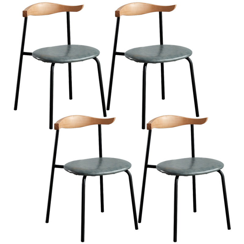 Contemporary Metal Dining Room Chairs Armless Open Back Dining Side Chair for Home Use Dark Gray 4 Piece Set Clearhalo ' kitchen&dining_furn' 'Dining Chairs' 'Dining Tables & Seating' 'dining_chair' 'furn' 'furn_dining_chair' 'Furniture' 'furniture_dining_chair' 'Kitchen & Dining Furniture' 'kitchen' 3740885