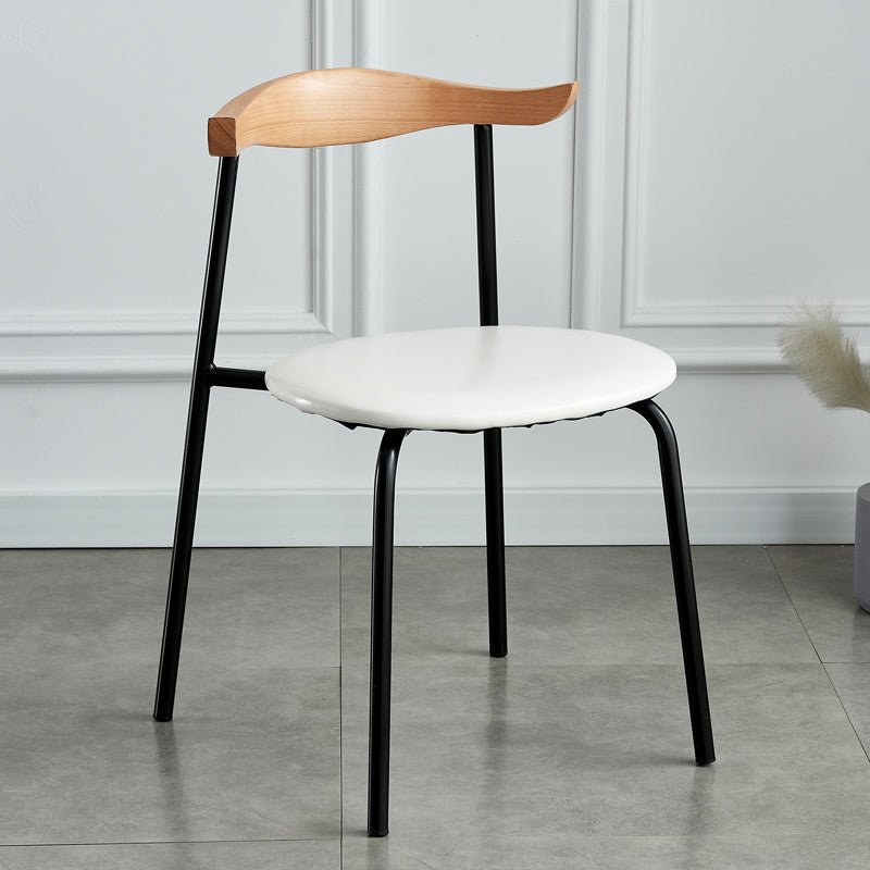 Contemporary Metal Dining Room Chairs Armless Open Back Dining Side Chair for Home Use White 1 Piece Clearhalo ' kitchen&dining_furn' 'Dining Chairs' 'Dining Tables & Seating' 'dining_chair' 'furn' 'furn_dining_chair' 'Furniture' 'furniture_dining_chair' 'Kitchen & Dining Furniture' 'kitchen' 3740886