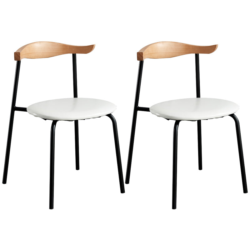 Contemporary Metal Dining Room Chairs Armless Open Back Dining Side Chair for Home Use White 2 Piece Set Clearhalo ' kitchen&dining_furn' 'Dining Chairs' 'Dining Tables & Seating' 'dining_chair' 'furn' 'furn_dining_chair' 'Furniture' 'furniture_dining_chair' 'Kitchen & Dining Furniture' 'kitchen' 3740887