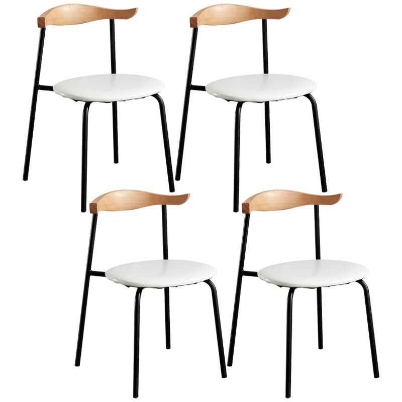 Contemporary Metal Dining Room Chairs Armless Open Back Dining Side Chair for Home Use White 4 Piece Set Clearhalo ' kitchen&dining_furn' 'Dining Chairs' 'Dining Tables & Seating' 'dining_chair' 'furn' 'furn_dining_chair' 'Furniture' 'furniture_dining_chair' 'Kitchen & Dining Furniture' 'kitchen' 3740888