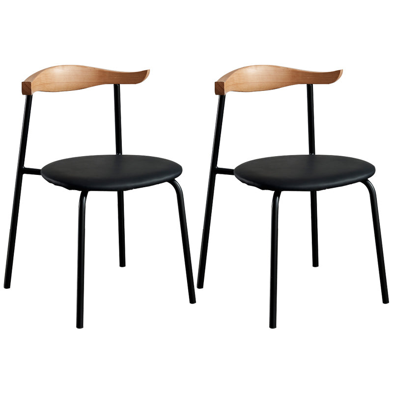Contemporary Metal Dining Room Chairs Armless Open Back Dining Side Chair for Home Use Black 2 Piece Set Clearhalo ' kitchen&dining_furn' 'Dining Chairs' 'Dining Tables & Seating' 'dining_chair' 'furn' 'furn_dining_chair' 'Furniture' 'furniture_dining_chair' 'Kitchen & Dining Furniture' 'kitchen' 3740890