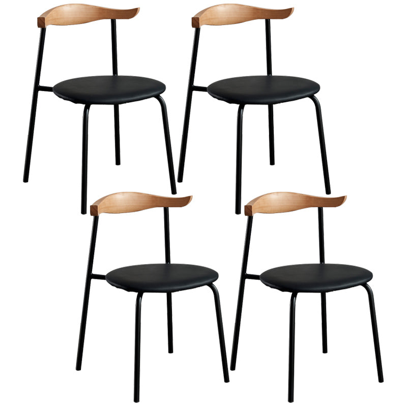 Contemporary Metal Dining Room Chairs Armless Open Back Dining Side Chair for Home Use Black 4 Piece Set Clearhalo ' kitchen&dining_furn' 'Dining Chairs' 'Dining Tables & Seating' 'dining_chair' 'furn' 'furn_dining_chair' 'Furniture' 'furniture_dining_chair' 'Kitchen & Dining Furniture' 'kitchen' 3740891