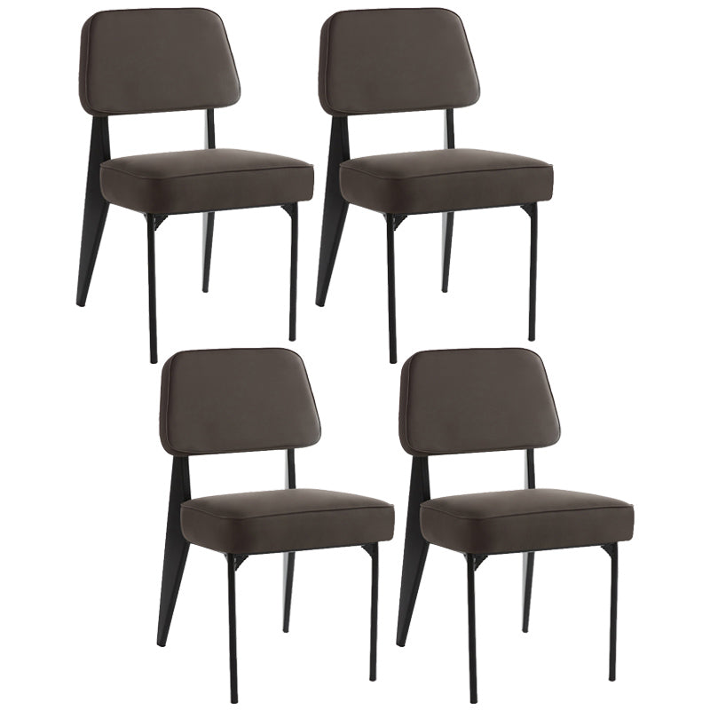 Industrial Armless Dining Chairs Open Back Upholstered Side Chair with Metal Legs Grey 4 Piece Set Black Clearhalo ' kitchen&dining_furn' 'Dining Chairs' 'Dining Tables & Seating' 'dining_chair' 'furn' 'furn_dining_chair' 'Furniture' 'furniture_dining_chair' 'Kitchen & Dining Furniture' 'kitchen' 3740894