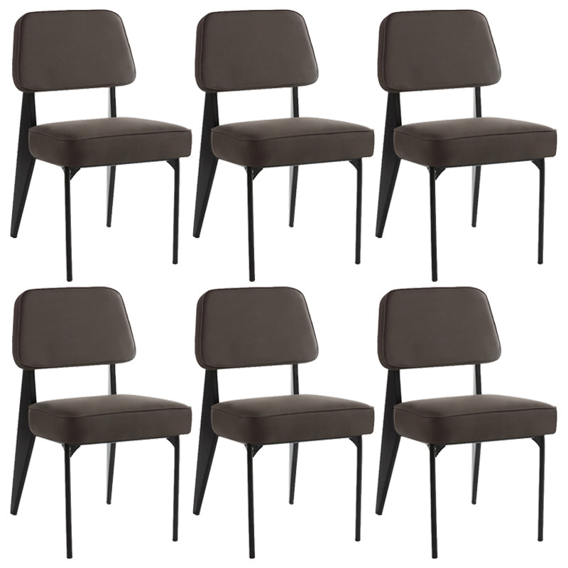Industrial Armless Dining Chairs Open Back Upholstered Side Chair with Metal Legs Grey 6 Piece Set Black Clearhalo ' kitchen&dining_furn' 'Dining Chairs' 'Dining Tables & Seating' 'dining_chair' 'furn' 'furn_dining_chair' 'Furniture' 'furniture_dining_chair' 'Kitchen & Dining Furniture' 'kitchen' 3740896