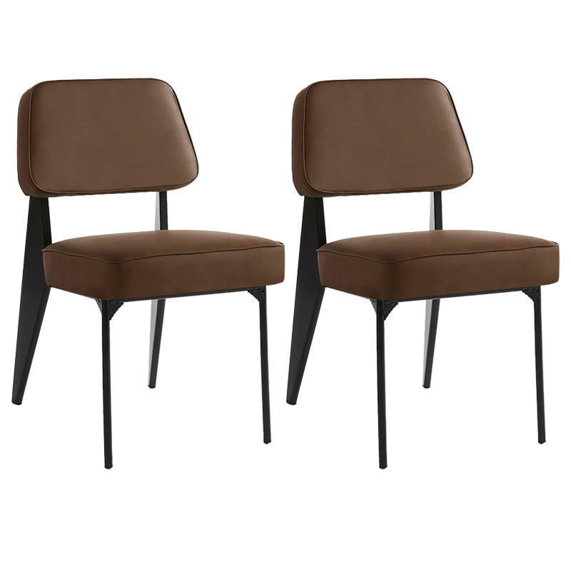 Industrial Armless Dining Chairs Open Back Upholstered Side Chair with Metal Legs Coffee 2 Piece Set Black Clearhalo ' kitchen&dining_furn' 'Dining Chairs' 'Dining Tables & Seating' 'dining_chair' 'furn' 'furn_dining_chair' 'Furniture' 'furniture_dining_chair' 'Kitchen & Dining Furniture' 'kitchen' 3740898