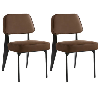 Industrial Armless Dining Chairs Open Back Upholstered Side Chair with Metal Legs Coffee 2 Piece Set Black Clearhalo ' kitchen&dining_furn' 'Dining Chairs' 'Dining Tables & Seating' 'dining_chair' 'furn' 'furn_dining_chair' 'Furniture' 'furniture_dining_chair' 'Kitchen & Dining Furniture' 'kitchen' 3740898