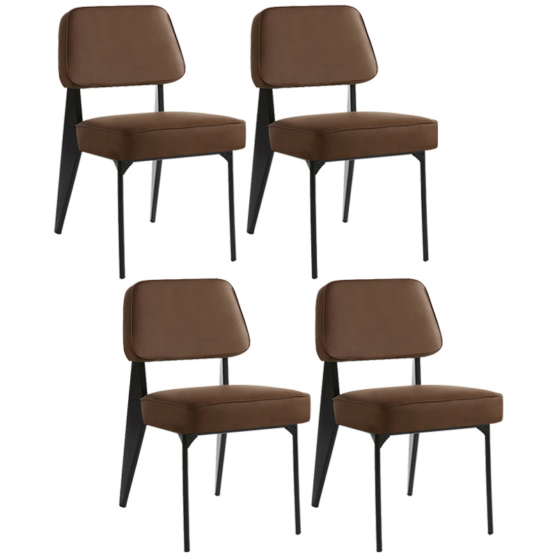Industrial Armless Dining Chairs Open Back Upholstered Side Chair with Metal Legs Coffee 4 Piece Set Black Clearhalo ' kitchen&dining_furn' 'Dining Chairs' 'Dining Tables & Seating' 'dining_chair' 'furn' 'furn_dining_chair' 'Furniture' 'furniture_dining_chair' 'Kitchen & Dining Furniture' 'kitchen' 3740901