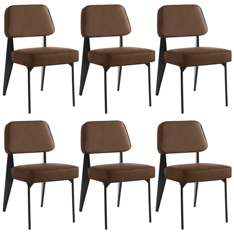 Industrial Armless Dining Chairs Open Back Upholstered Side Chair with Metal Legs Coffee 6 Piece Set Black Clearhalo ' kitchen&dining_furn' 'Dining Chairs' 'Dining Tables & Seating' 'dining_chair' 'furn' 'furn_dining_chair' 'Furniture' 'furniture_dining_chair' 'Kitchen & Dining Furniture' 'kitchen' 3740903