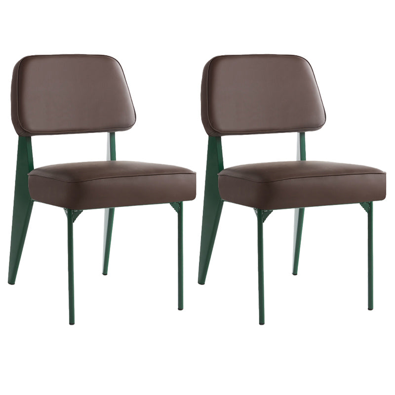 Industrial Armless Dining Chairs Open Back Upholstered Side Chair with Metal Legs Dark Brown 2 Piece Set Green Clearhalo ' kitchen&dining_furn' 'Dining Chairs' 'Dining Tables & Seating' 'dining_chair' 'furn' 'furn_dining_chair' 'Furniture' 'furniture_dining_chair' 'Kitchen & Dining Furniture' 'kitchen' 3740905