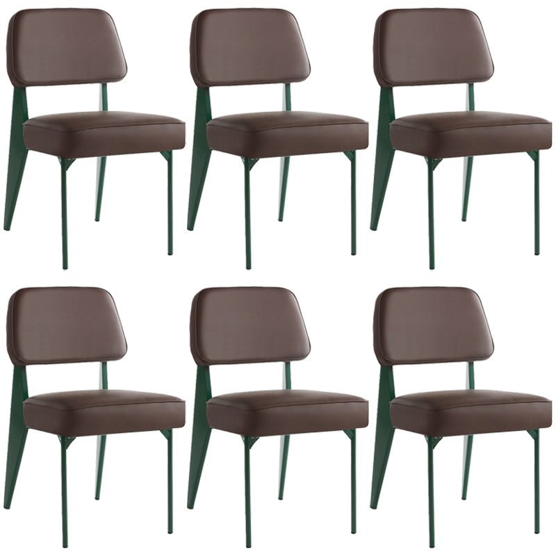 Industrial Armless Dining Chairs Open Back Upholstered Side Chair with Metal Legs Dark Brown 6 Piece Set Green Clearhalo ' kitchen&dining_furn' 'Dining Chairs' 'Dining Tables & Seating' 'dining_chair' 'furn' 'furn_dining_chair' 'Furniture' 'furniture_dining_chair' 'Kitchen & Dining Furniture' 'kitchen' 3740908