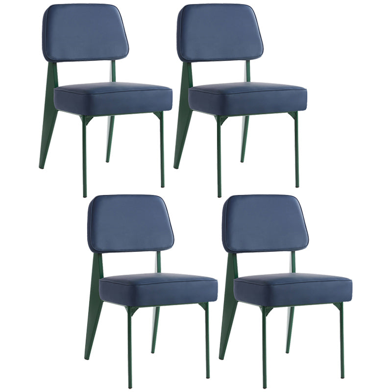 Industrial Armless Dining Chairs Open Back Upholstered Side Chair with Metal Legs Blue 4 Piece Set Green Clearhalo ' kitchen&dining_furn' 'Dining Chairs' 'Dining Tables & Seating' 'dining_chair' 'furn' 'furn_dining_chair' 'Furniture' 'furniture_dining_chair' 'Kitchen & Dining Furniture' 'kitchen' 3740910