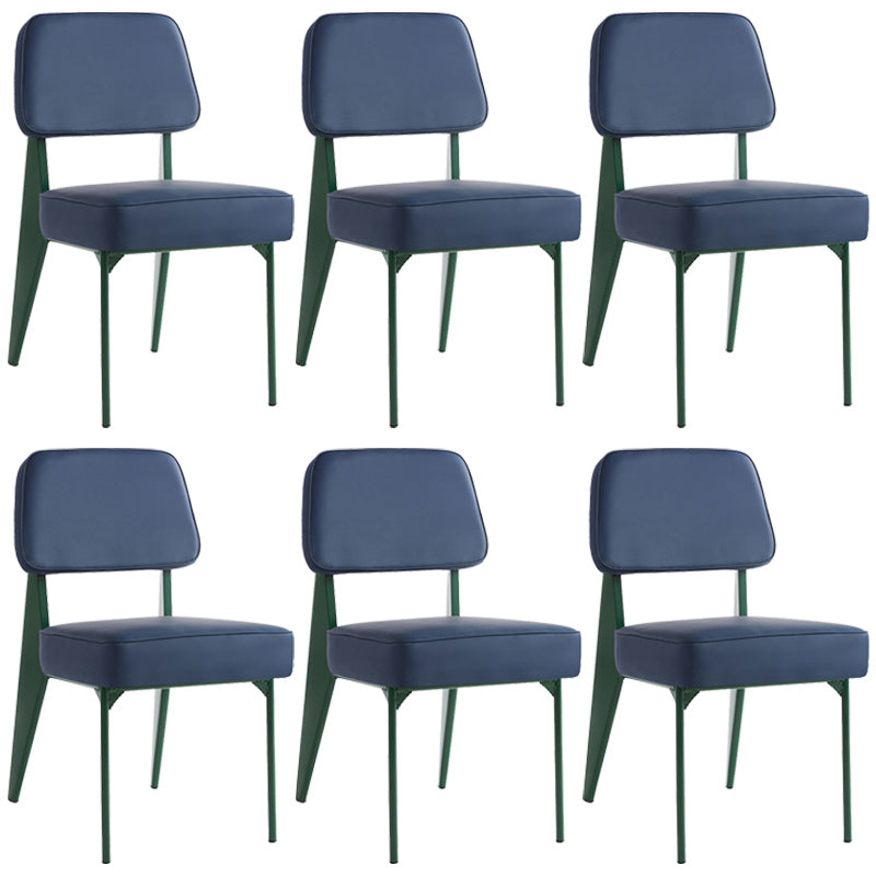 Industrial Armless Dining Chairs Open Back Upholstered Side Chair with Metal Legs Blue 6 Piece Set Green Clearhalo ' kitchen&dining_furn' 'Dining Chairs' 'Dining Tables & Seating' 'dining_chair' 'furn' 'furn_dining_chair' 'Furniture' 'furniture_dining_chair' 'Kitchen & Dining Furniture' 'kitchen' 3740911