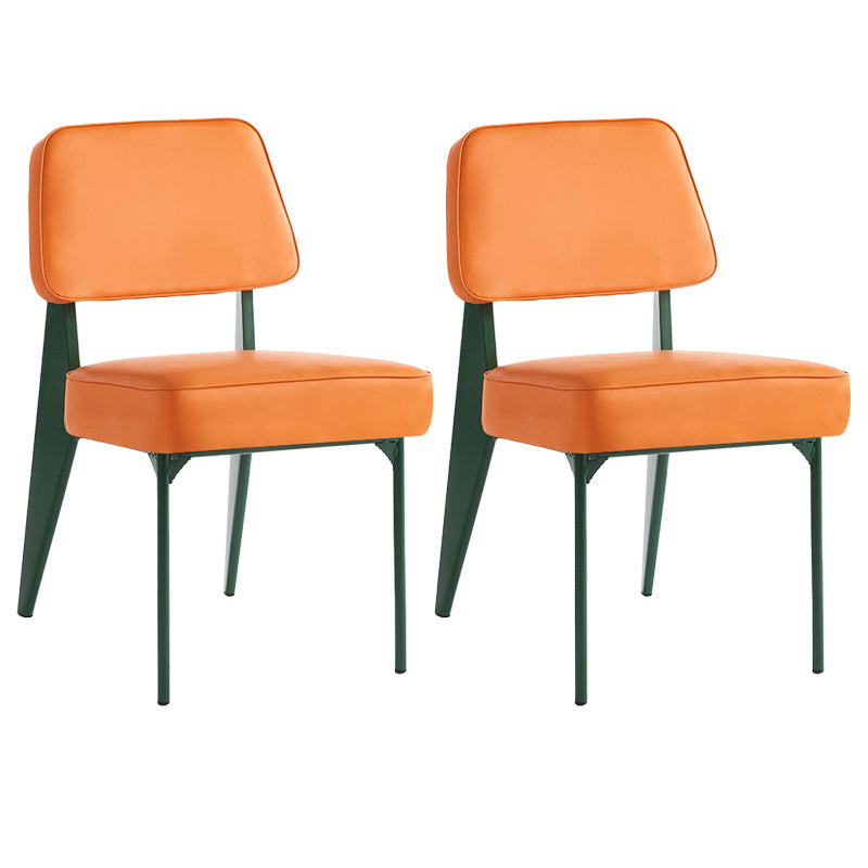 Industrial Armless Dining Chairs Open Back Upholstered Side Chair with Metal Legs Orange 2 Piece Set Green Clearhalo ' kitchen&dining_furn' 'Dining Chairs' 'Dining Tables & Seating' 'dining_chair' 'furn' 'furn_dining_chair' 'Furniture' 'furniture_dining_chair' 'Kitchen & Dining Furniture' 'kitchen' 3740912
