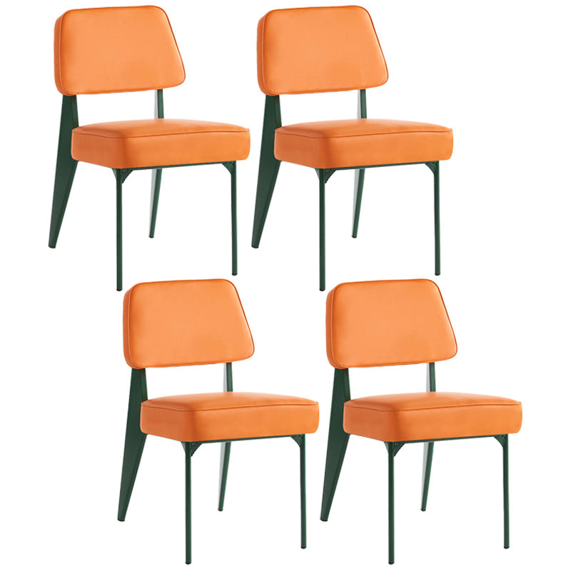 Industrial Armless Dining Chairs Open Back Upholstered Side Chair with Metal Legs Orange 4 Piece Set Green Clearhalo ' kitchen&dining_furn' 'Dining Chairs' 'Dining Tables & Seating' 'dining_chair' 'furn' 'furn_dining_chair' 'Furniture' 'furniture_dining_chair' 'Kitchen & Dining Furniture' 'kitchen' 3740913