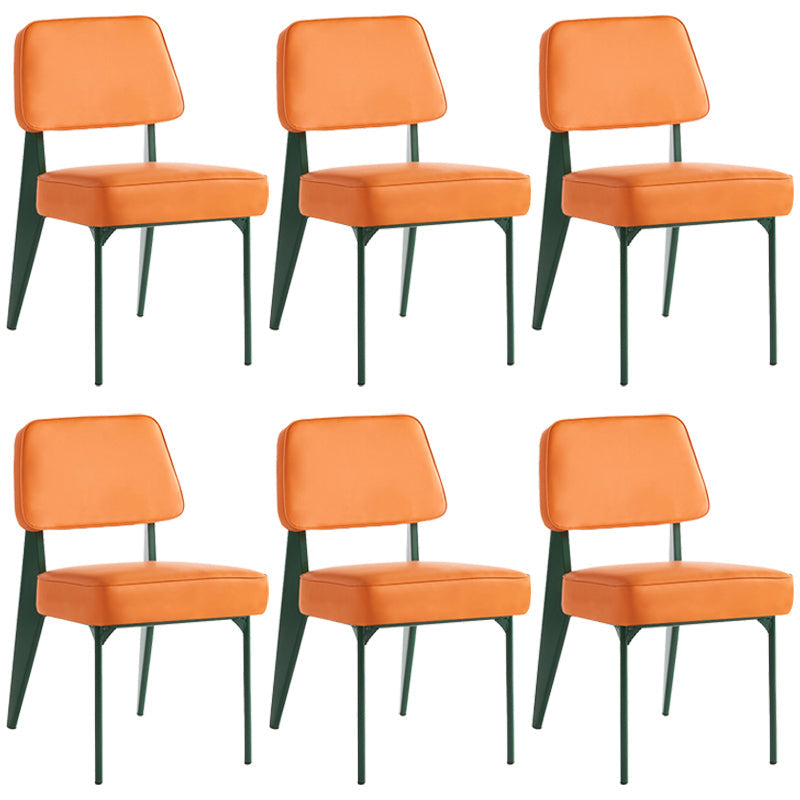 Industrial Armless Dining Chairs Open Back Upholstered Side Chair with Metal Legs Orange 6 Piece Set Green Clearhalo ' kitchen&dining_furn' 'Dining Chairs' 'Dining Tables & Seating' 'dining_chair' 'furn' 'furn_dining_chair' 'Furniture' 'furniture_dining_chair' 'Kitchen & Dining Furniture' 'kitchen' 3740914