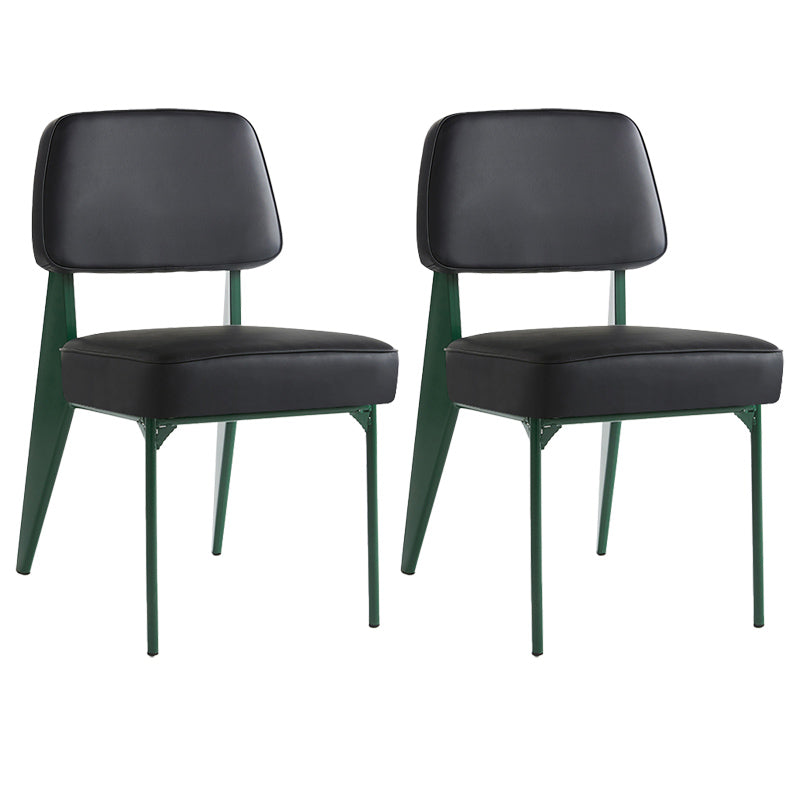 Industrial Armless Dining Chairs Open Back Upholstered Side Chair with Metal Legs Black 2 Piece Set Green Clearhalo ' kitchen&dining_furn' 'Dining Chairs' 'Dining Tables & Seating' 'dining_chair' 'furn' 'furn_dining_chair' 'Furniture' 'furniture_dining_chair' 'Kitchen & Dining Furniture' 'kitchen' 3740915