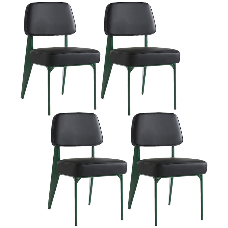 Industrial Armless Dining Chairs Open Back Upholstered Side Chair with Metal Legs Black 4 Piece Set Green Clearhalo ' kitchen&dining_furn' 'Dining Chairs' 'Dining Tables & Seating' 'dining_chair' 'furn' 'furn_dining_chair' 'Furniture' 'furniture_dining_chair' 'Kitchen & Dining Furniture' 'kitchen' 3740916