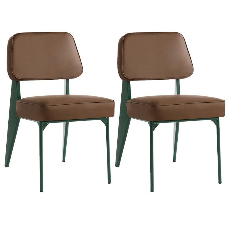 Industrial Armless Dining Chairs Open Back Upholstered Side Chair with Metal Legs Coffee 2 Piece Set Green Clearhalo ' kitchen&dining_furn' 'Dining Chairs' 'Dining Tables & Seating' 'dining_chair' 'furn' 'furn_dining_chair' 'Furniture' 'furniture_dining_chair' 'Kitchen & Dining Furniture' 'kitchen' 3740918
