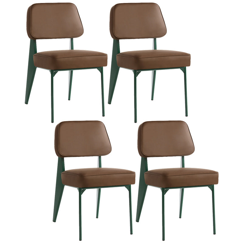 Industrial Armless Dining Chairs Open Back Upholstered Side Chair with Metal Legs Coffee 4 Piece Set Green Clearhalo ' kitchen&dining_furn' 'Dining Chairs' 'Dining Tables & Seating' 'dining_chair' 'furn' 'furn_dining_chair' 'Furniture' 'furniture_dining_chair' 'Kitchen & Dining Furniture' 'kitchen' 3740919