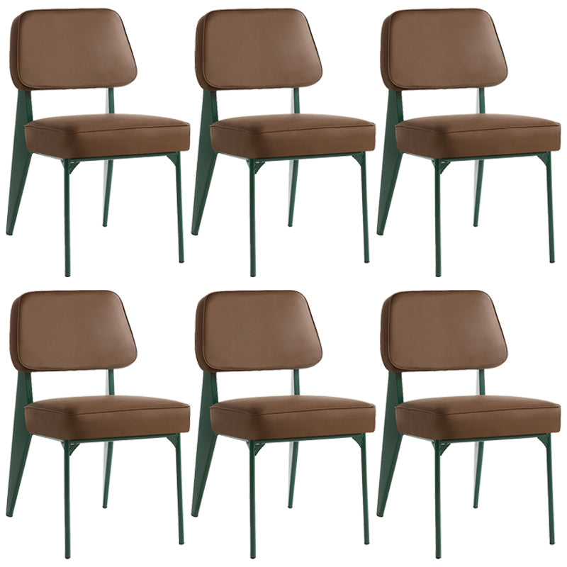Industrial Armless Dining Chairs Open Back Upholstered Side Chair with Metal Legs Coffee 6 Piece Set Green Clearhalo ' kitchen&dining_furn' 'Dining Chairs' 'Dining Tables & Seating' 'dining_chair' 'furn' 'furn_dining_chair' 'Furniture' 'furniture_dining_chair' 'Kitchen & Dining Furniture' 'kitchen' 3740920