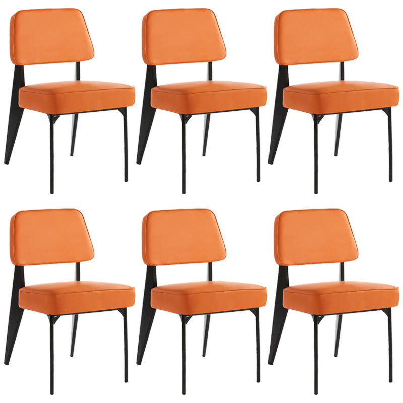 Industrial Armless Dining Chairs Open Back Upholstered Side Chair with Metal Legs Orange 6 Piece Set Black Clearhalo ' kitchen&dining_furn' 'Dining Chairs' 'Dining Tables & Seating' 'dining_chair' 'furn' 'furn_dining_chair' 'Furniture' 'furniture_dining_chair' 'Kitchen & Dining Furniture' 'kitchen' 3740923