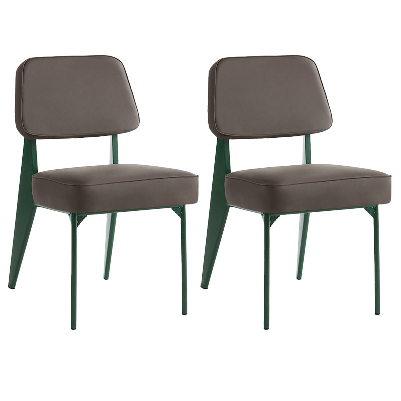 Industrial Armless Dining Chairs Open Back Upholstered Side Chair with Metal Legs Grey 2 Piece Set Green Clearhalo ' kitchen&dining_furn' 'Dining Chairs' 'Dining Tables & Seating' 'dining_chair' 'furn' 'furn_dining_chair' 'Furniture' 'furniture_dining_chair' 'Kitchen & Dining Furniture' 'kitchen' 3740924