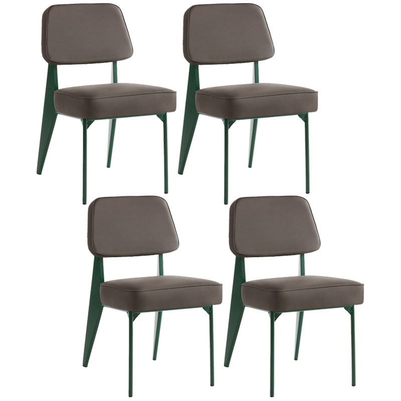 Industrial Armless Dining Chairs Open Back Upholstered Side Chair with Metal Legs Grey 4 Piece Set Green Clearhalo ' kitchen&dining_furn' 'Dining Chairs' 'Dining Tables & Seating' 'dining_chair' 'furn' 'furn_dining_chair' 'Furniture' 'furniture_dining_chair' 'Kitchen & Dining Furniture' 'kitchen' 3740925