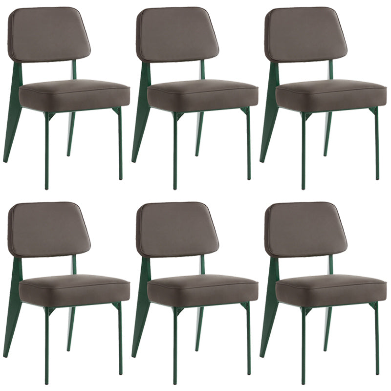 Industrial Armless Dining Chairs Open Back Upholstered Side Chair with Metal Legs Grey 6 Piece Set Green Clearhalo ' kitchen&dining_furn' 'Dining Chairs' 'Dining Tables & Seating' 'dining_chair' 'furn' 'furn_dining_chair' 'Furniture' 'furniture_dining_chair' 'Kitchen & Dining Furniture' 'kitchen' 3740926