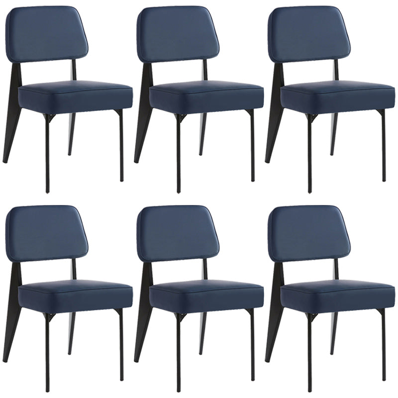 Industrial Armless Dining Chairs Open Back Upholstered Side Chair with Metal Legs Blue 6 Piece Set Black Clearhalo ' kitchen&dining_furn' 'Dining Chairs' 'Dining Tables & Seating' 'dining_chair' 'furn' 'furn_dining_chair' 'Furniture' 'furniture_dining_chair' 'Kitchen & Dining Furniture' 'kitchen' 3740929