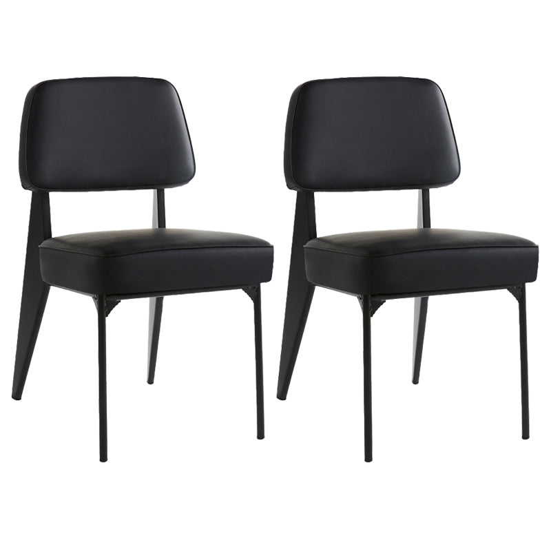 Industrial Armless Dining Chairs Open Back Upholstered Side Chair with Metal Legs Black 2 Piece Set Black Clearhalo ' kitchen&dining_furn' 'Dining Chairs' 'Dining Tables & Seating' 'dining_chair' 'furn' 'furn_dining_chair' 'Furniture' 'furniture_dining_chair' 'Kitchen & Dining Furniture' 'kitchen' 3740930