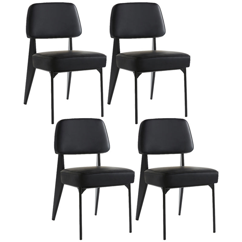 Industrial Armless Dining Chairs Open Back Upholstered Side Chair with Metal Legs Black 4 Piece Set Black Clearhalo ' kitchen&dining_furn' 'Dining Chairs' 'Dining Tables & Seating' 'dining_chair' 'furn' 'furn_dining_chair' 'Furniture' 'furniture_dining_chair' 'Kitchen & Dining Furniture' 'kitchen' 3740931