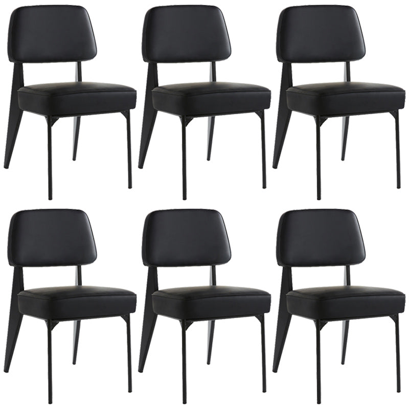 Industrial Armless Dining Chairs Open Back Upholstered Side Chair with Metal Legs Black 6 Piece Set Black Clearhalo ' kitchen&dining_furn' 'Dining Chairs' 'Dining Tables & Seating' 'dining_chair' 'furn' 'furn_dining_chair' 'Furniture' 'furniture_dining_chair' 'Kitchen & Dining Furniture' 'kitchen' 3740932