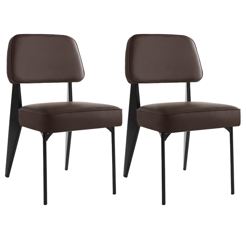 Industrial Armless Dining Chairs Open Back Upholstered Side Chair with Metal Legs Dark Brown 2 Piece Set Black Clearhalo ' kitchen&dining_furn' 'Dining Chairs' 'Dining Tables & Seating' 'dining_chair' 'furn' 'furn_dining_chair' 'Furniture' 'furniture_dining_chair' 'Kitchen & Dining Furniture' 'kitchen' 3740933