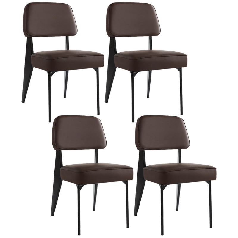 Industrial Armless Dining Chairs Open Back Upholstered Side Chair with Metal Legs Dark Brown 4 Piece Set Black Clearhalo ' kitchen&dining_furn' 'Dining Chairs' 'Dining Tables & Seating' 'dining_chair' 'furn' 'furn_dining_chair' 'Furniture' 'furniture_dining_chair' 'Kitchen & Dining Furniture' 'kitchen' 3740934