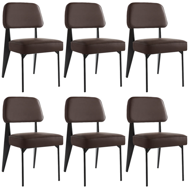 Industrial Armless Dining Chairs Open Back Upholstered Side Chair with Metal Legs Dark Brown 6 Piece Set Black Clearhalo ' kitchen&dining_furn' 'Dining Chairs' 'Dining Tables & Seating' 'dining_chair' 'furn' 'furn_dining_chair' 'Furniture' 'furniture_dining_chair' 'Kitchen & Dining Furniture' 'kitchen' 3740935