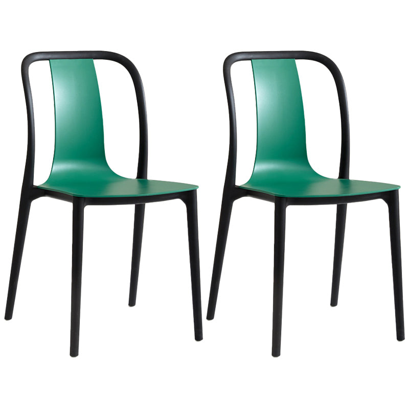 Scandinavian Armless Dining Chairs Plastic Slat Back Side Chairs with Black Legs Green Set of 2 Clearhalo ' kitchen&dining_furn' 'Dining Chairs' 'Dining Tables & Seating' 'dining_chair' 'Furniture' 'furniture_dining_chair' 'Kitchen & Dining Furniture' 'kitchen' 3740938