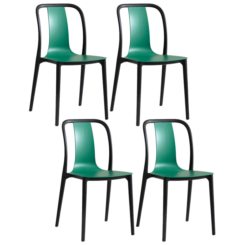 Scandinavian Armless Dining Chairs Plastic Slat Back Side Chairs with Black Legs Green Set of 4 Clearhalo ' kitchen&dining_furn' 'Dining Chairs' 'Dining Tables & Seating' 'dining_chair' 'Furniture' 'furniture_dining_chair' 'Kitchen & Dining Furniture' 'kitchen' 3740940