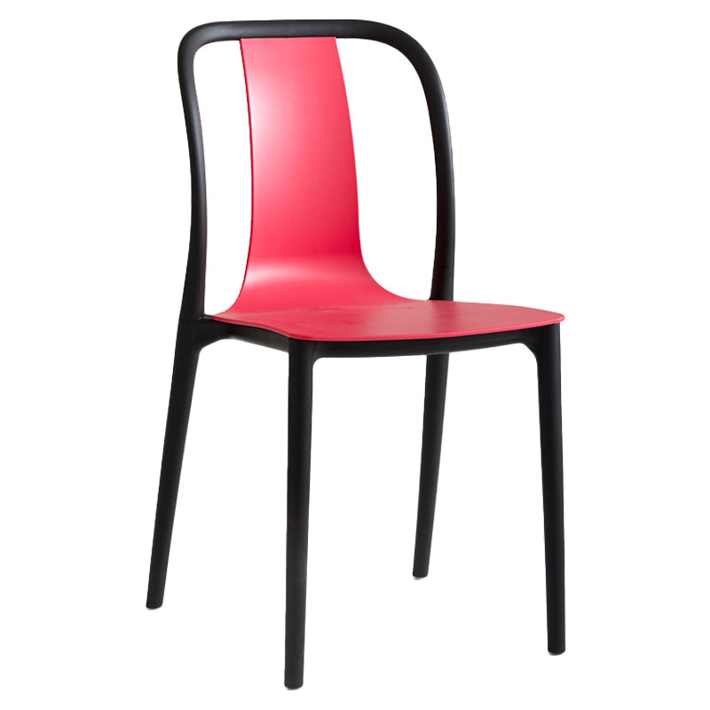 Scandinavian Armless Dining Chairs Plastic Slat Back Side Chairs with Black Legs Clearhalo ' kitchen&dining_furn' 'Dining Chairs' 'Dining Tables & Seating' 'dining_chair' 'Furniture' 'furniture_dining_chair' 'Kitchen & Dining Furniture' 'kitchen' 3740945