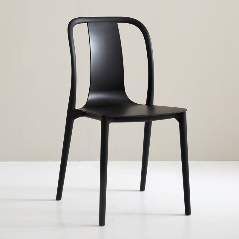 Scandinavian Armless Dining Chairs Plastic Slat Back Side Chairs with Black Legs Black 1 Piece Clearhalo ' kitchen&dining_furn' 'Dining Chairs' 'Dining Tables & Seating' 'dining_chair' 'Furniture' 'furniture_dining_chair' 'Kitchen & Dining Furniture' 'kitchen' 3740954