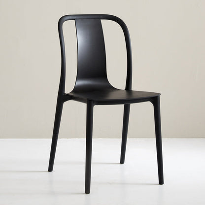 Scandinavian Armless Dining Chairs Plastic Slat Back Side Chairs with Black Legs Black 1 Piece Clearhalo ' kitchen&dining_furn' 'Dining Chairs' 'Dining Tables & Seating' 'dining_chair' 'Furniture' 'furniture_dining_chair' 'Kitchen & Dining Furniture' 'kitchen' 3740954