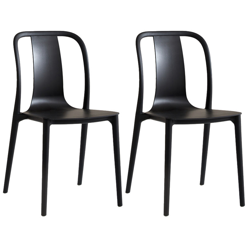 Scandinavian Armless Dining Chairs Plastic Slat Back Side Chairs with Black Legs Black Set of 2 Clearhalo ' kitchen&dining_furn' 'Dining Chairs' 'Dining Tables & Seating' 'dining_chair' 'Furniture' 'furniture_dining_chair' 'Kitchen & Dining Furniture' 'kitchen' 3740956