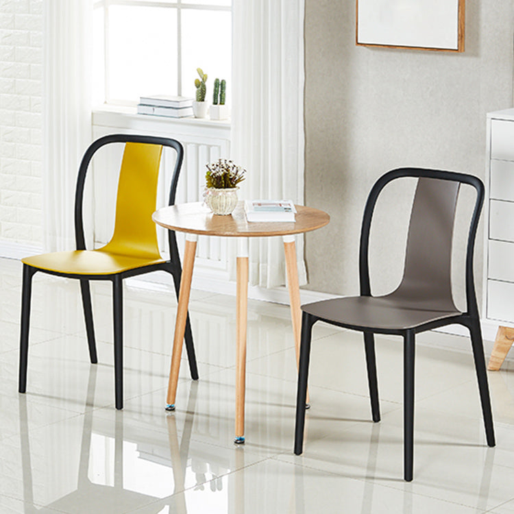 Scandinavian Armless Dining Chairs Plastic Slat Back Side Chairs with Black Legs Clearhalo ' kitchen&dining_furn' 'Dining Chairs' 'Dining Tables & Seating' 'dining_chair' 'Furniture' 'furniture_dining_chair' 'Kitchen & Dining Furniture' 'kitchen' 3740958