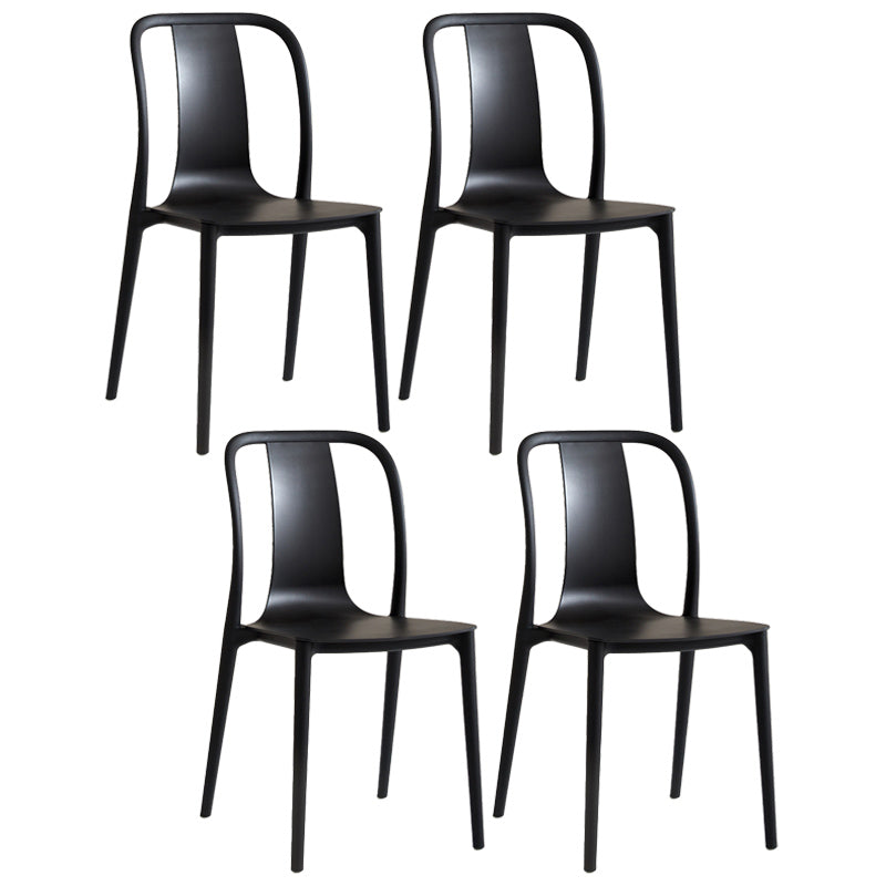 Scandinavian Armless Dining Chairs Plastic Slat Back Side Chairs with Black Legs Black Set of 4 Clearhalo ' kitchen&dining_furn' 'Dining Chairs' 'Dining Tables & Seating' 'dining_chair' 'Furniture' 'furniture_dining_chair' 'Kitchen & Dining Furniture' 'kitchen' 3740959