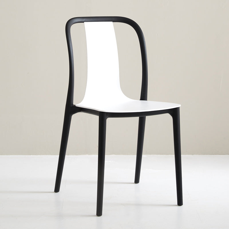 Scandinavian Armless Dining Chairs Plastic Slat Back Side Chairs with Black Legs White 1 Piece Clearhalo ' kitchen&dining_furn' 'Dining Chairs' 'Dining Tables & Seating' 'dining_chair' 'Furniture' 'furniture_dining_chair' 'Kitchen & Dining Furniture' 'kitchen' 3740961