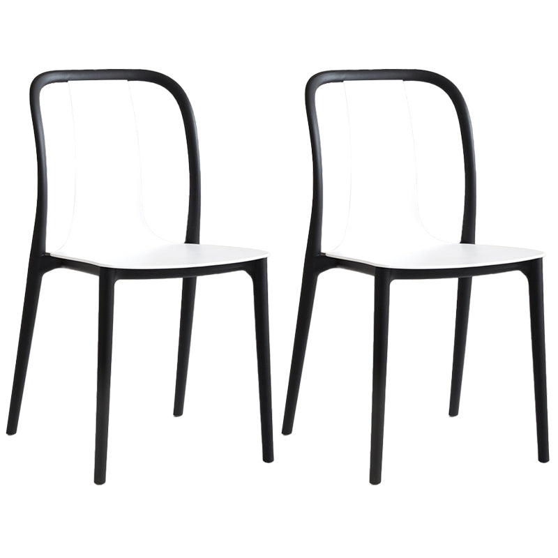 Scandinavian Armless Dining Chairs Plastic Slat Back Side Chairs with Black Legs White Set of 2 Clearhalo ' kitchen&dining_furn' 'Dining Chairs' 'Dining Tables & Seating' 'dining_chair' 'Furniture' 'furniture_dining_chair' 'Kitchen & Dining Furniture' 'kitchen' 3740962