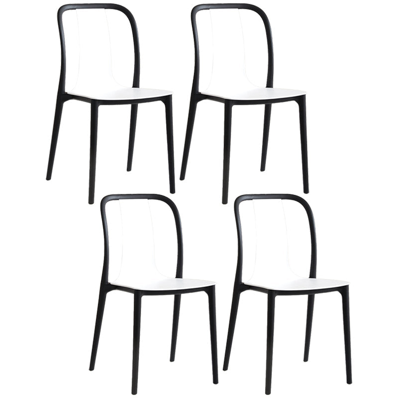 Scandinavian Armless Dining Chairs Plastic Slat Back Side Chairs with Black Legs White Set of 4 Clearhalo ' kitchen&dining_furn' 'Dining Chairs' 'Dining Tables & Seating' 'dining_chair' 'Furniture' 'furniture_dining_chair' 'Kitchen & Dining Furniture' 'kitchen' 3740963