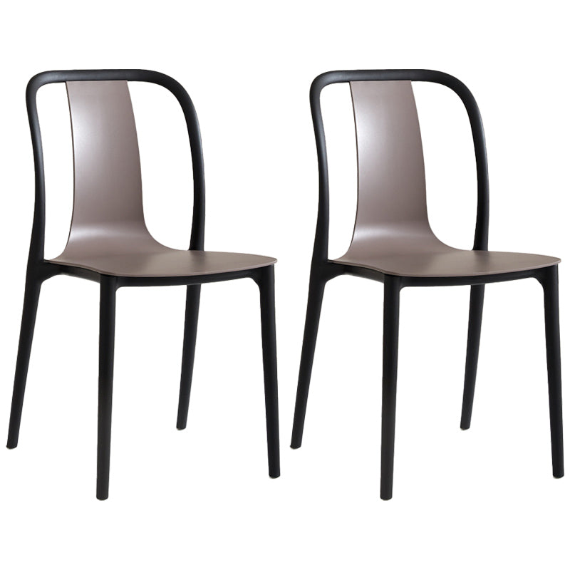 Scandinavian Armless Dining Chairs Plastic Slat Back Side Chairs with Black Legs Grey Set of 2 Clearhalo ' kitchen&dining_furn' 'Dining Chairs' 'Dining Tables & Seating' 'dining_chair' 'Furniture' 'furniture_dining_chair' 'Kitchen & Dining Furniture' 'kitchen' 3740965